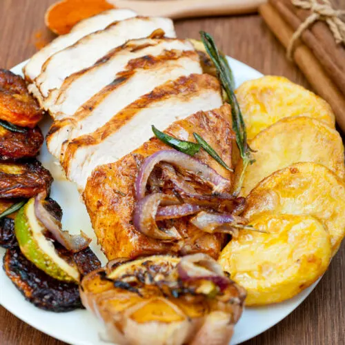 Roasted Grilled Bbq Chicken Breast With Herbs And Spices