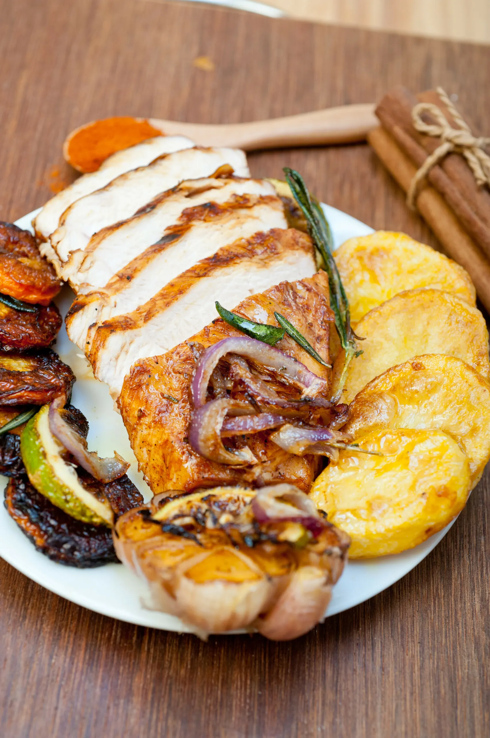 Roasted Grilled Bbq Chicken Breast With Herbs And Spices