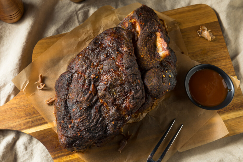 Smoked Roasted Pork Butt Shoulder With Barbecue Sauce