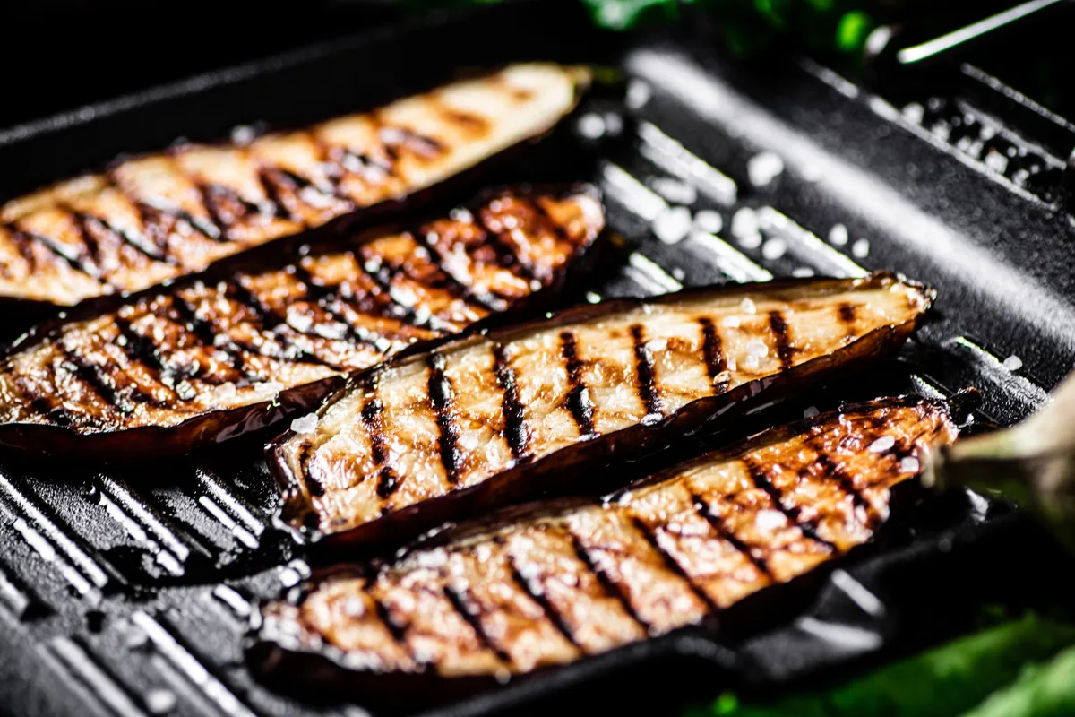 Eggplant in a grill pan