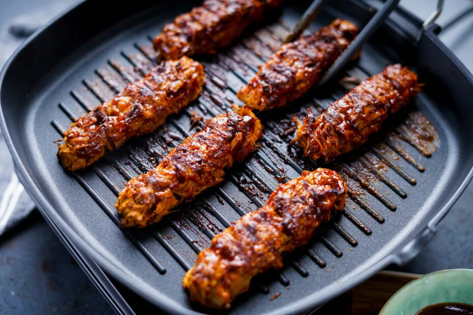 Vegan Bbq Ribs In Pan