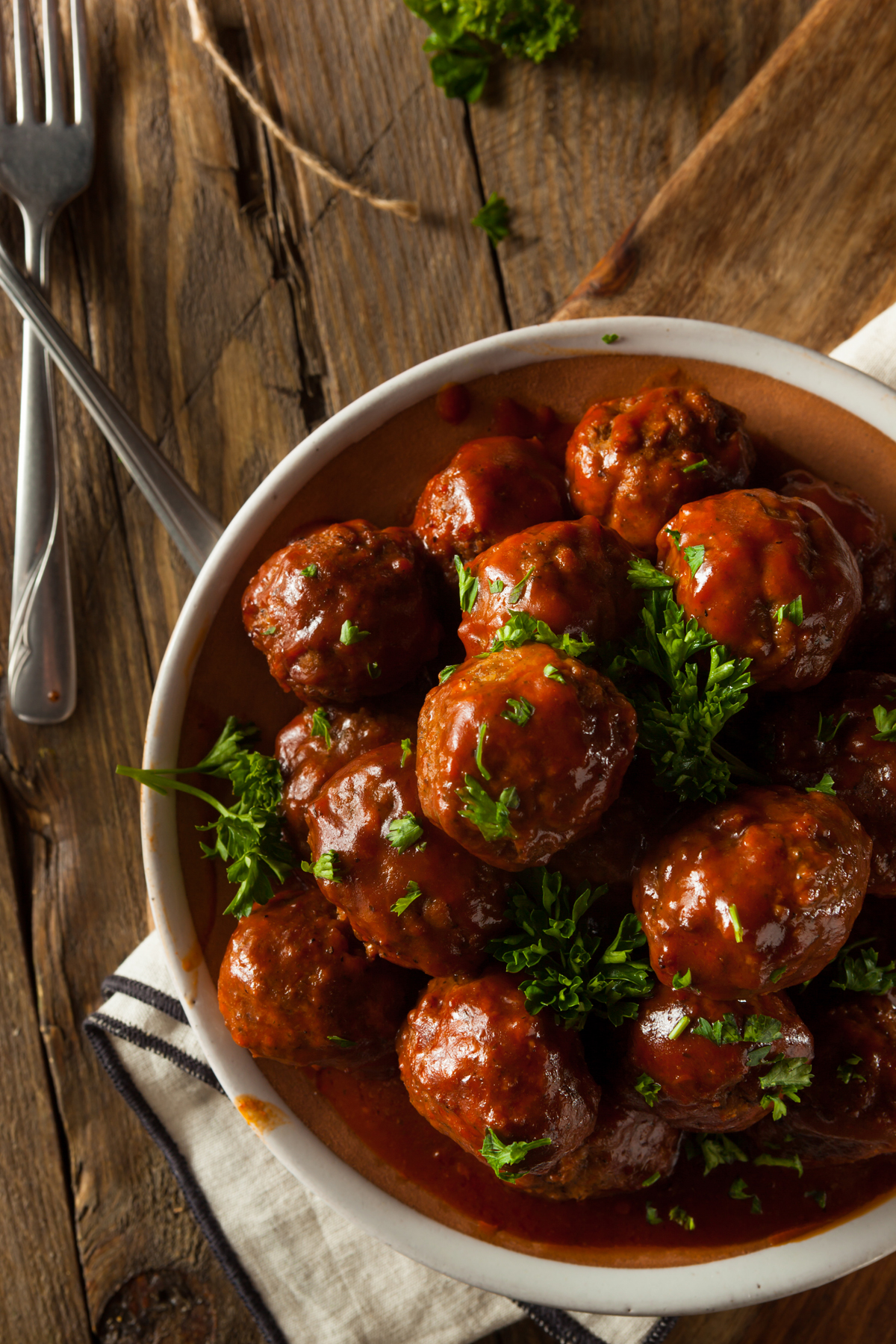 Homemade Barbecue Meat Balls With Red Sauce