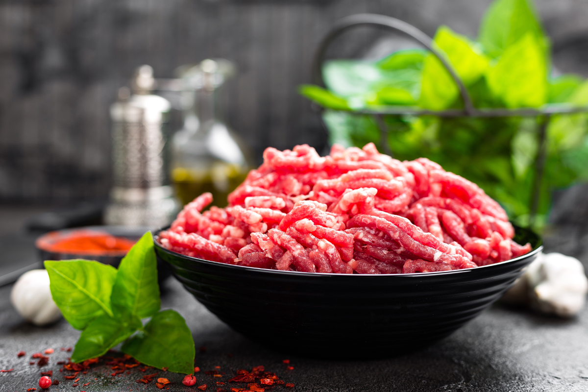 Raw ground beef meat