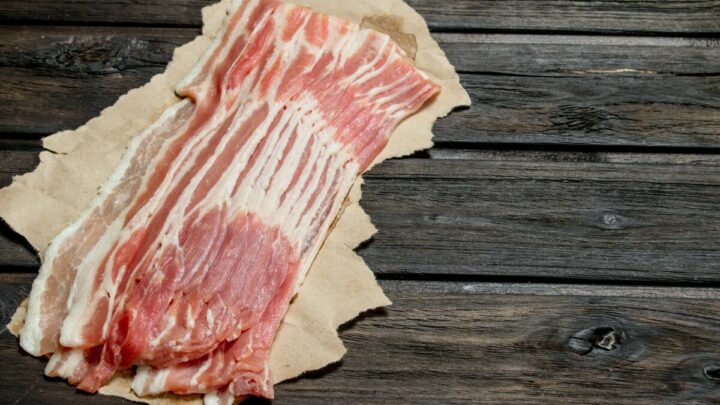 Raw Bacon On Paper